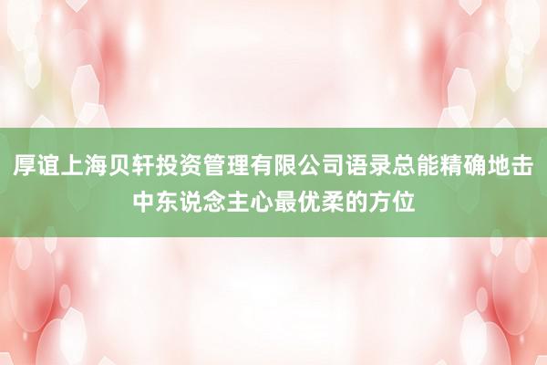 厚谊上海贝轩投资管理有限公司语录总能精确地击中东说念主心最优柔的方位